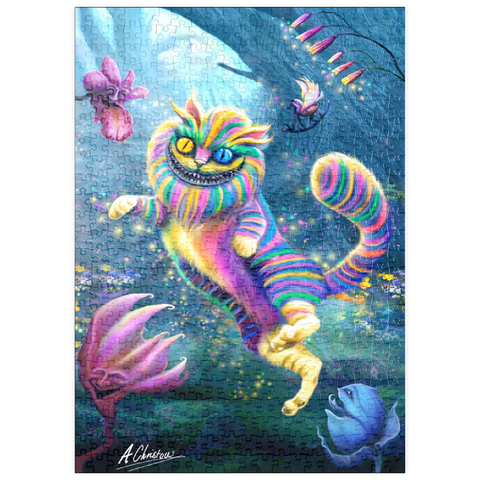 Darstellung des Puzzle Motivs Regenbogen-Cheshire-Katze, Alice im Wunderland - Anthony Christou puzzleplate Rainbow Cheshire Cat, Alice in Wonderland - Anthony Christou 500 Puzzle