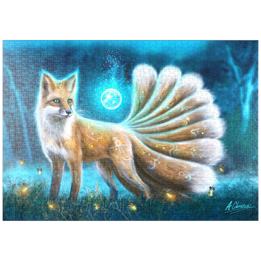 Darstellung des Puzzle Motivs puzzleplate Kitsune Japanese fox -Anthony Christou 1000 Puzzle