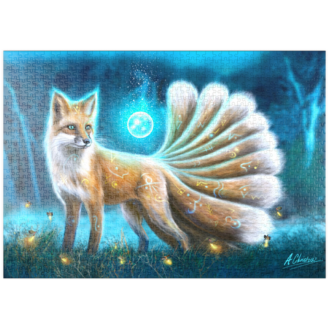 Darstellung des Puzzle Motivs Kitsune Japanischer Fuchs - Anthony Christou puzzleplate Kitsune Japanese fox -Anthony Christou 1000 Puzzle