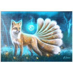Darstellung des Puzzle Motivs Kitsune Japanischer Fuchs - Anthony Christou - Puzzleteile: 1000