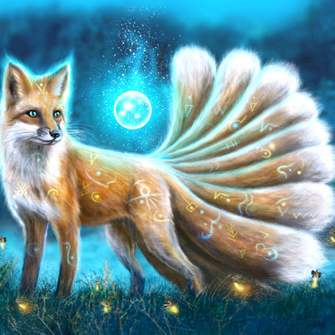 Darstellung des Puzzle Motivs Kitsune Japanese fox -Anthony Christou 500 Puzzle 3D Modell