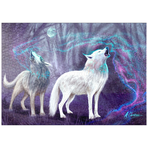 Darstellung des Puzzle Motivs Magischer Wolfsgeheul - Anthony Christou puzzleplate Magical Wolf Howl - Anthony Christou 1000 Puzzle