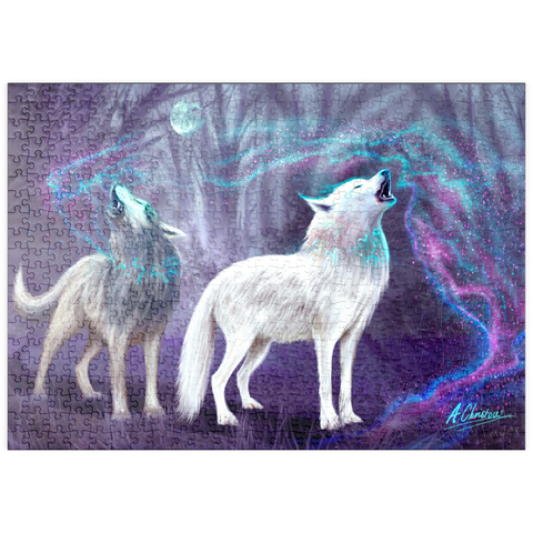 Darstellung des Puzzle Motivs Magischer Wolfsgeheul - Anthony Christou puzzleplate Magical Wolf Howl - Anthony Christou 500 Puzzle