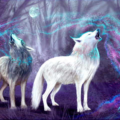 Darstellung des Puzzle Motivs Magischer Wolfsgeheul - Anthony Christou Magical Wolf Howl - Anthony Christou 500 Puzzle 3D Modell