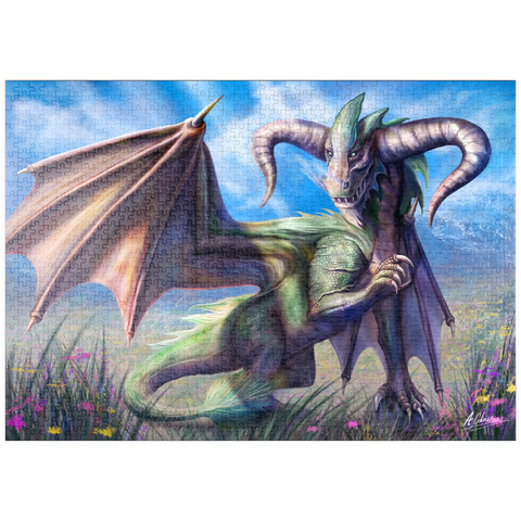 Darstellung des Puzzle Motivs Stier-Drachen-Tierkreiszeichen - Anthony Christou puzzleplate Taurus Dragon Zodiac - Anthony Christou 1000 Puzzle