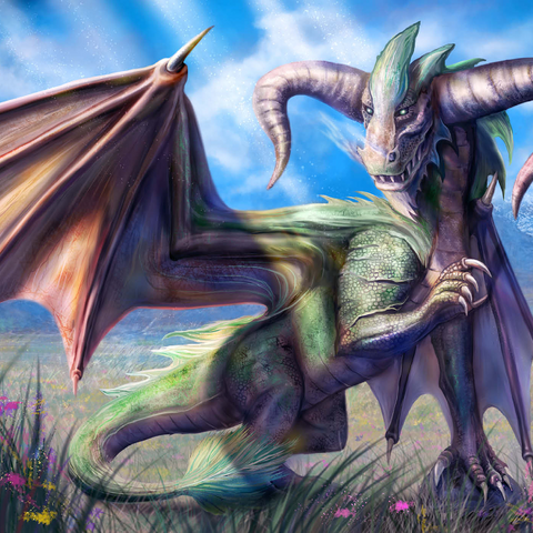 Darstellung des Puzzle Motivs Stier-Drachen-Tierkreiszeichen - Anthony Christou Taurus Dragon Zodiac - Anthony Christou 1000 Puzzle 3D Modell