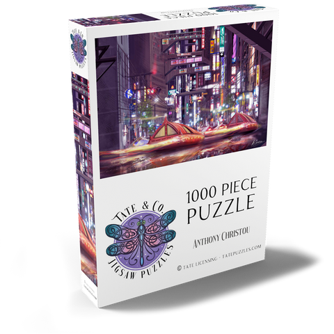 Darstellung des Puzzle Motivs Zukunftsvision von Tokio im Cyberpunk-Stil - Anthony Christou Future Tokyo Cyberpunk - Anthony Christou 1000 Puzzle Schachtel Ansicht2