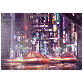 Darstellung des Puzzle-Motivs Zukunftsvision von Tokio im Cyberpunk-Stil - Anthony Christou – Puzzleteile: 1000