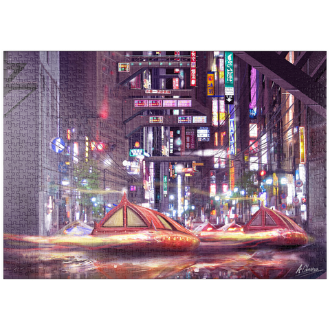 Darstellung des Puzzle Motivs Zukunftsvision von Tokio im Cyberpunk-Stil - Anthony Christou puzzleplate Future Tokyo Cyberpunk - Anthony Christou 1000 Puzzle
