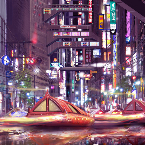 Darstellung des Puzzle Motivs Zukunftsvision von Tokio im Cyberpunk-Stil - Anthony Christou Future Tokyo Cyberpunk - Anthony Christou 1000 Puzzle 3D Modell