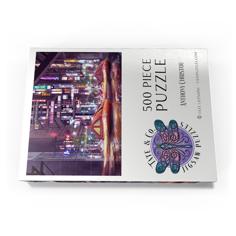 Darstellung des Puzzle Motivs Zukunftsvision von Tokio im Cyberpunk-Stil - Anthony Christou Future Tokyo Cyberpunk - Anthony Christou 500 Puzzle Schachtel Ansicht3