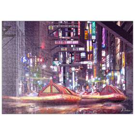 Darstellung des Puzzle-Motivs Zukunftsvision von Tokio im Cyberpunk-Stil - Anthony Christou – Puzzleteile: 500