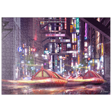 Darstellung des Puzzle Motivs puzzleplate Future Tokyo Cyberpunk - Anthony Christou 500 Puzzle
