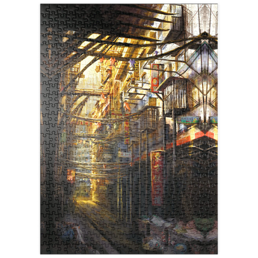 Darstellung des Puzzle Motivs puzzleplate –Kowloon-China Cyberpunk Landscape - Anthony Christou 500 Puzzle