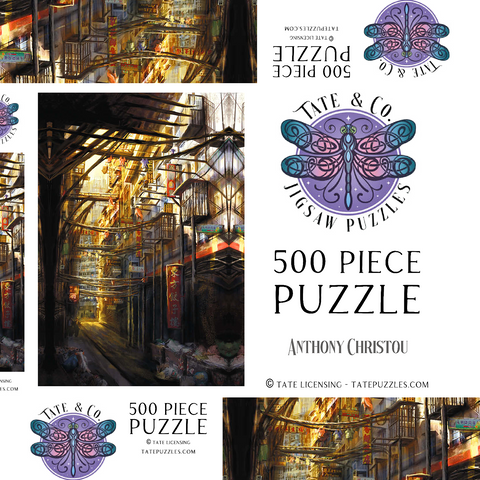Darstellung des Puzzle Motivs Kowloon-China Cyberpunk-Landschaft- Anthony Christou –Kowloon-China Cyberpunk Landscape - Anthony Christou 500 Puzzle Schachtel 3D Modell