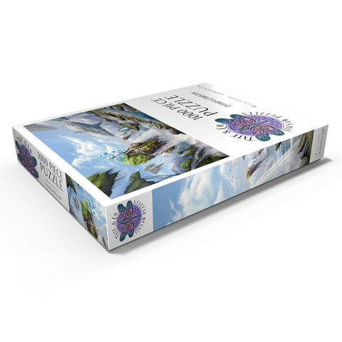 Darstellung des Puzzle Motivs Wasserfälle Traumlandschaft Argolis Surreale Landschaft - Anthony Christou –Waterfalls Dreamscape Argolida Surreal Landscape -Anthony Christou 1000 Puzzle Schachtel Ansicht1