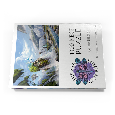 Darstellung des Puzzle Motivs Wasserfälle Traumlandschaft Argolis Surreale Landschaft - Anthony Christou –Waterfalls Dreamscape Argolida Surreal Landscape -Anthony Christou 1000 Puzzle Schachtel Ansicht3