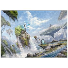 Darstellung des Puzzle Motivs Wasserfälle Traumlandschaft Argolis Surreale Landschaft - Anthony Christou - Puzzleteile: 1000
