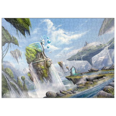 Darstellung des Puzzle Motivs puzzleplate –Waterfalls Dreamscape Argolida Surreal Landscape -Anthony Christou 500 Puzzle