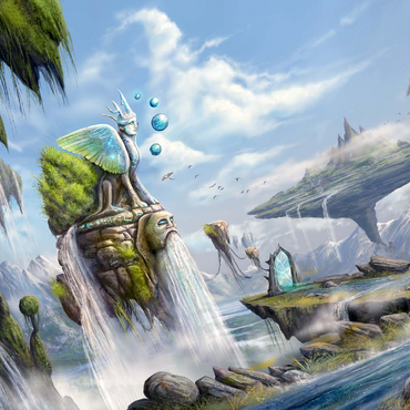Darstellung des Puzzle Motivs –Waterfalls Dreamscape Argolida Surreal Landscape -Anthony Christou 500 Puzzle 3D Modell