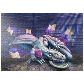 Darstellung des Puzzle Motivs Helios-Bibliothek Drache - Anthony Christou - Puzzleteile: 1000