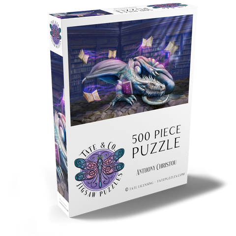 Darstellung des Puzzle Motivs Helios-Bibliothek Drache - Anthony Christou Helios Library Dragon - Anthony Christou 500 Puzzle Schachtel Ansicht2