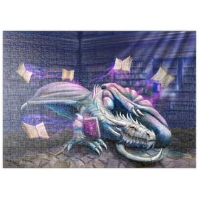 Darstellung des Puzzle Motivs Helios-Bibliothek Drache - Anthony Christou - Puzzleteile: 500
