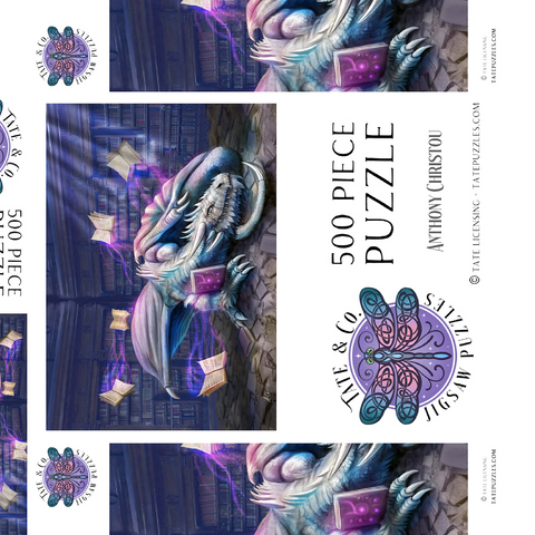 Darstellung des Puzzle Motivs Helios-Bibliothek Drache - Anthony Christou Helios Library Dragon - Anthony Christou 500 Puzzle Schachtel 3D Modell