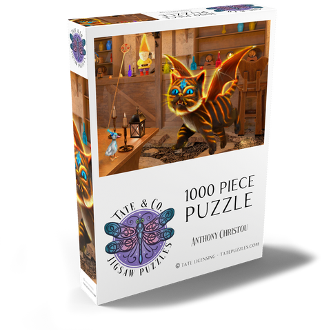 Darstellung des Puzzle Motivs Bixie-Katzen-Drache - Anthony Christou Bixie Cat Dragon - Anthony Christou 1000 Puzzle Schachtel Ansicht2