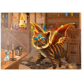 Darstellung des Puzzle-Motivs Bixie-Katzen-Drache - Anthony Christou – Puzzleteile: 1000