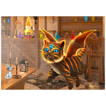 Darstellung des Puzzle Motivs puzzleplate Bixie Cat Dragon - Anthony Christou 1000 Puzzle