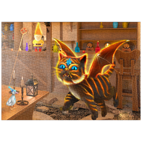 Darstellung des Puzzle Motivs Bixie-Katzen-Drache - Anthony Christou puzzleplate Bixie Cat Dragon - Anthony Christou 1000 Puzzle