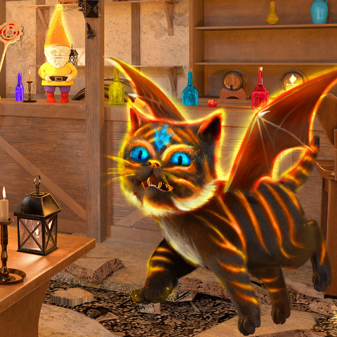 Darstellung des Puzzle Motivs Bixie-Katzen-Drache - Anthony Christou Bixie Cat Dragon - Anthony Christou 1000 Puzzle 3D Modell