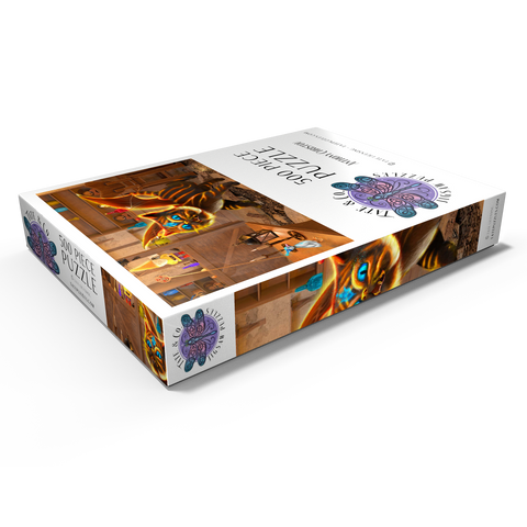 Darstellung des Puzzle Motivs Bixie-Katzen-Drache - Anthony Christou Bixie Cat Dragon - Anthony Christou 500 Puzzle Schachtel Ansicht1