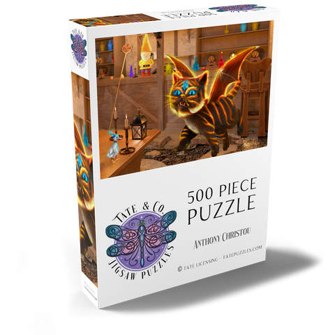 Darstellung des Puzzle Motivs Bixie-Katzen-Drache - Anthony Christou Bixie Cat Dragon - Anthony Christou 500 Puzzle Schachtel Ansicht2