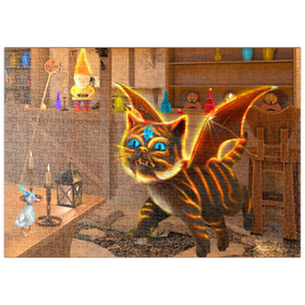 Darstellung des Puzzle-Motivs Bixie-Katzen-Drache - Anthony Christou – Puzzleteile: 500