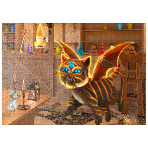 Darstellung des Puzzle Motivs Bixie-Katzen-Drache - Anthony Christou puzzleplate Bixie Cat Dragon - Anthony Christou 500 Puzzle