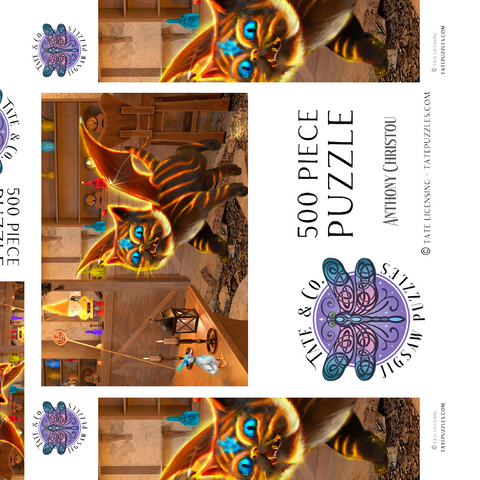 Darstellung des Puzzle Motivs Bixie-Katzen-Drache - Anthony Christou Bixie Cat Dragon - Anthony Christou 500 Puzzle Schachtel 3D Modell