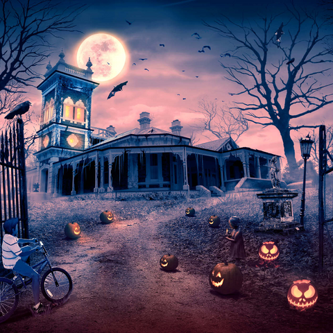Darstellung des Puzzle Motivs Halloween-Horror-Spukhaus Madness - Anthony Christou Halloween Horror Manor of Madness Haunted House - Anthony Christou 1000 Puzzle 3D Modell