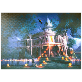 Darstellung des Puzzle-Motivs Halloween-Spukhaus - Anthony Christou – Puzzleteile: 1000