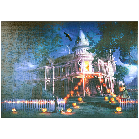 Darstellung des Puzzle Motivs Halloween-Spukhaus - Anthony Christou puzzleplate Halloween Haunted House - Anthony Christou 1000 Puzzle