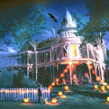 Darstellung des Puzzle Motivs Halloween Haunted House - Anthony Christou 1000 Puzzle 3D Modell