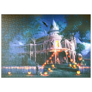 Darstellung des Puzzle Motivs puzzleplate Halloween Haunted House - Anthony Christou 500 Puzzle
