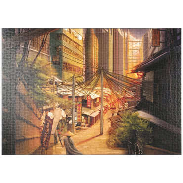 Darstellung des Puzzle Motivs puzzleplate Cyberpunk Tokyo Markets Japan - Anthony Christou 1000 Puzzle