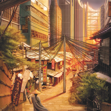 Darstellung des Puzzle Motivs Cyberpunk Tokyo Markets Japan - Anthony Christou 1000 Puzzle 3D Modell