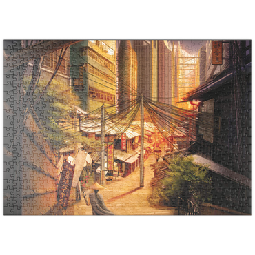 Darstellung des Puzzle Motivs puzzleplate Cyberpunk Tokyo Markets Japan - Anthony Christou 500 Puzzle