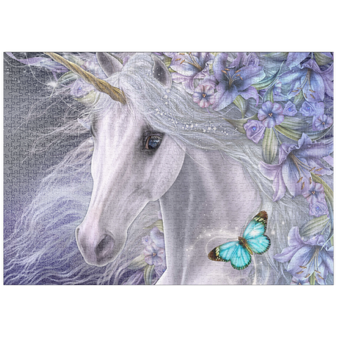 Darstellung des Puzzle Motivs Lillicorn Blumen-Einhorn - Laurie Prindle puzzleplate Lillicorn Floral Unicorn - Laurie Prindle 1000 Puzzle