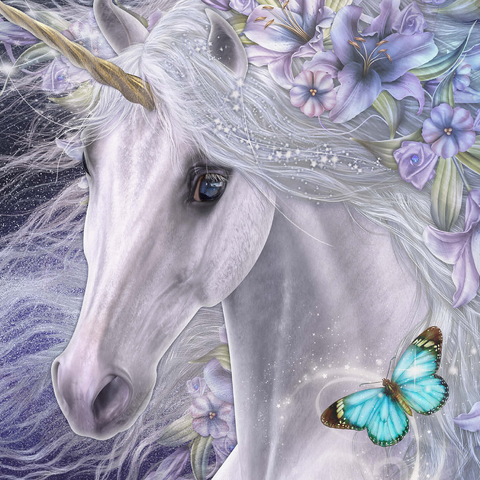 Darstellung des Puzzle Motivs Lillicorn Blumen-Einhorn - Laurie Prindle Lillicorn Floral Unicorn - Laurie Prindle 1000 Puzzle 3D Modell