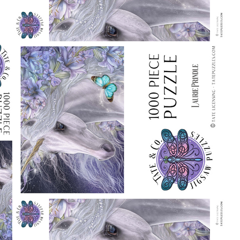 Darstellung des Puzzle Motivs Lillicorn Blumen-Einhorn - Laurie Prindle Lillicorn Floral Unicorn - Laurie Prindle 1000 Puzzle Schachtel 3D Modell