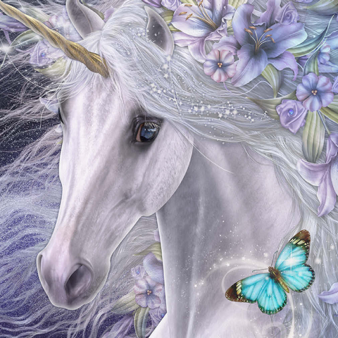 Darstellung des Puzzle Motivs Lillicorn Blumen-Einhorn - Laurie Prindle Lillicorn Floral Unicorn - Laurie Prindle 500 Puzzle 3D Modell